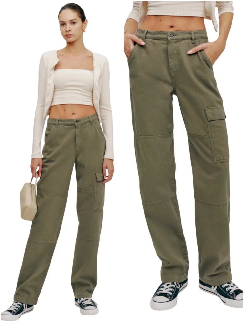 Reformation Bailey High Rise Utility Pant size 29 8 army olive green jeans